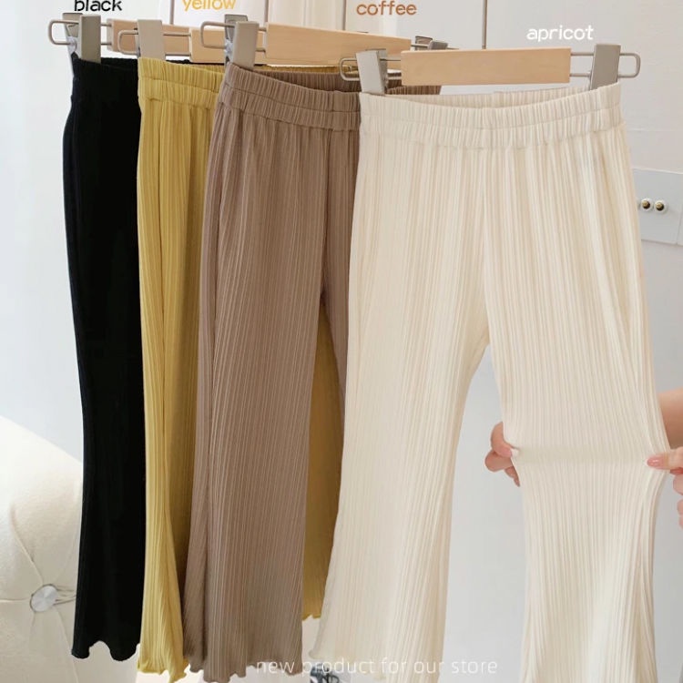 [Hàng Mới Về] Quần Dài Ống Loe Bằng Lụa Lạnh Mỏng Nhẹ Thoải Mái Dễ Phối Đồ Thời Trang Mùa Hè Dành Cho Bạn Gái 3-16 Tuổi