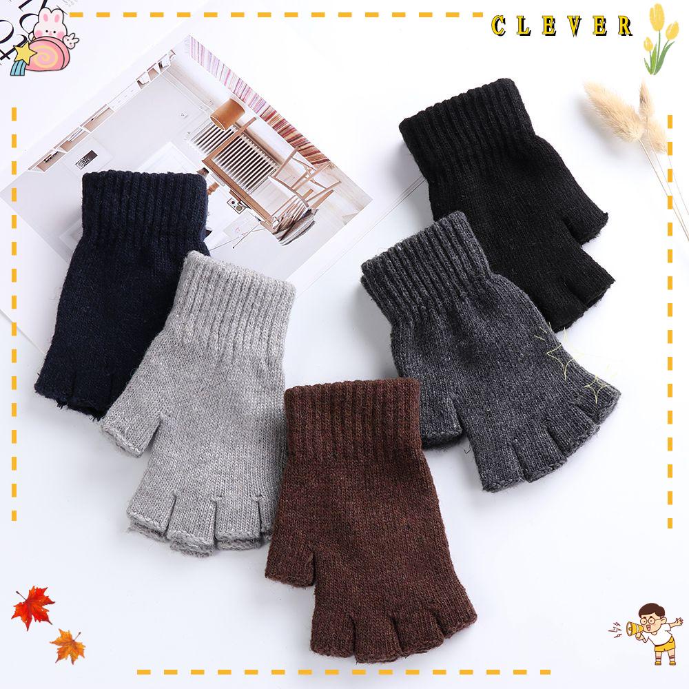 CLEVER Găng Tay Nửa Ngón Vải Cashmere Co Giãn Cho Nam Và Nữ