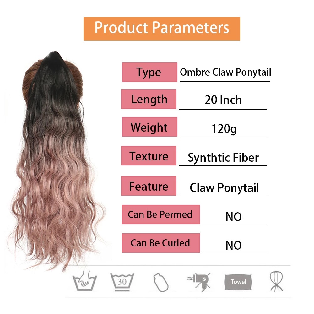 Tóc Giả Đuôi Ngựa 20 Inch Xoăn Gợn Sóng Màu Ombre Thời Trang