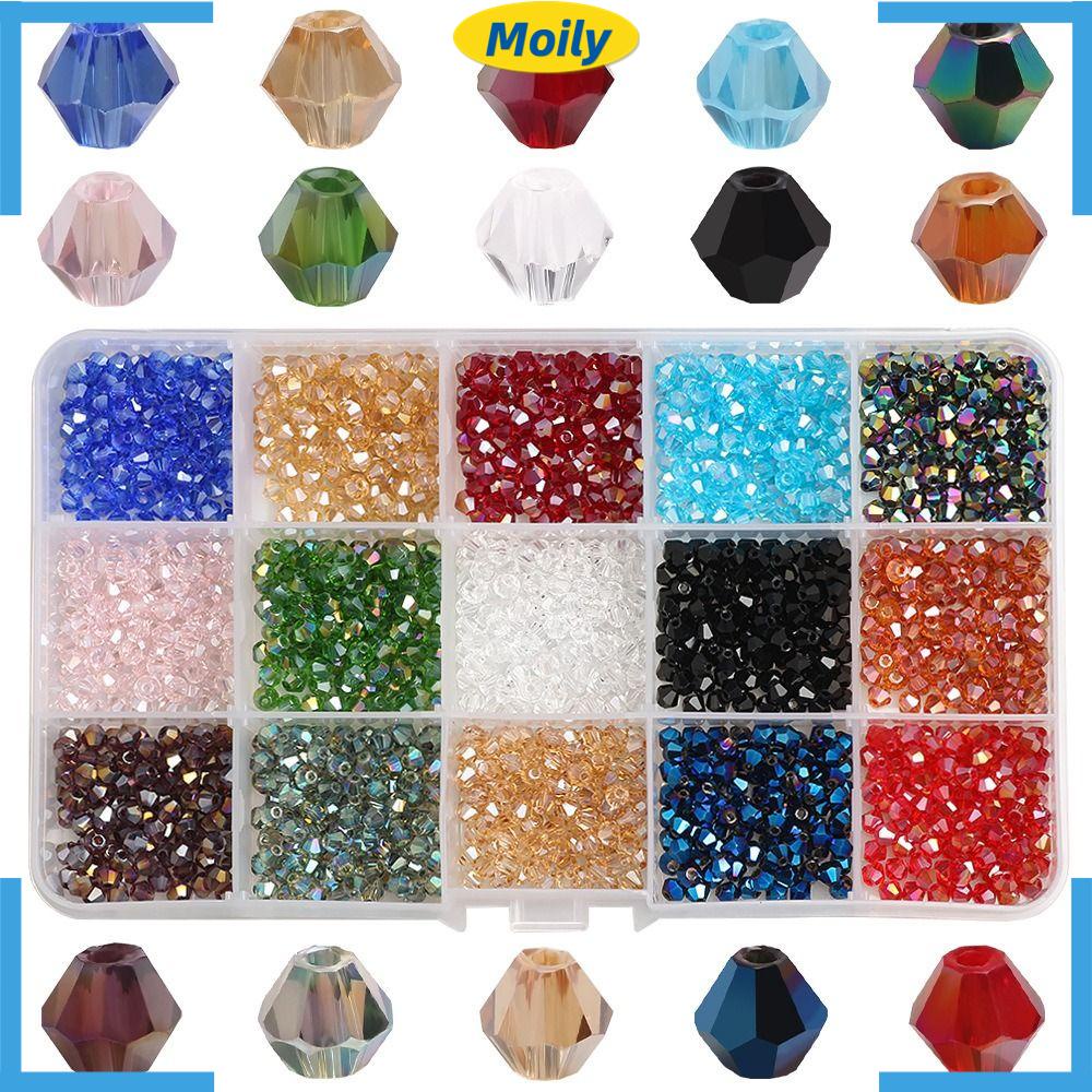 MOILYVN Túi 1500 Hạt Thủy Tinh 4mm Tự Làm Trang Sức