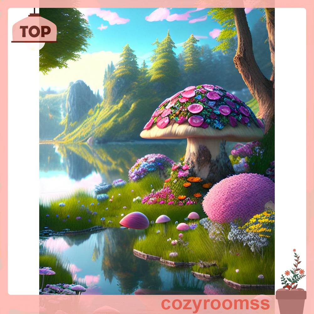 Tranh Đính Đá Kim Cương Toàn Bộ 5D DIY Hình Vẽ Cây Nấm