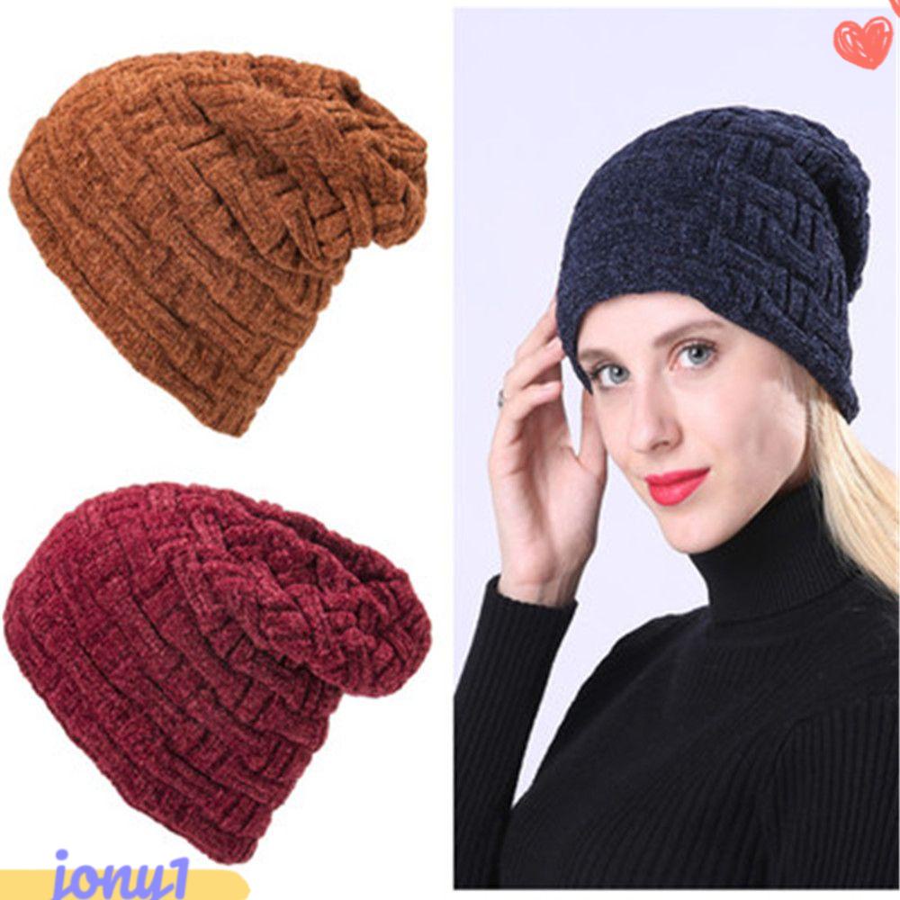 JONYE Mũ Len Lót Lông Giữ Ấm Khi Trượt Tuyết