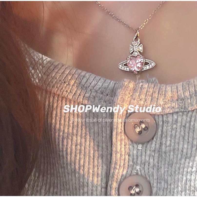 [Feature] Vòng cổ Mặt Hình Trái Tim Đính Đá Zircon Màu Hồng Nhạt Sang Trọng Khí Chất Thời Trang Cho Nữ