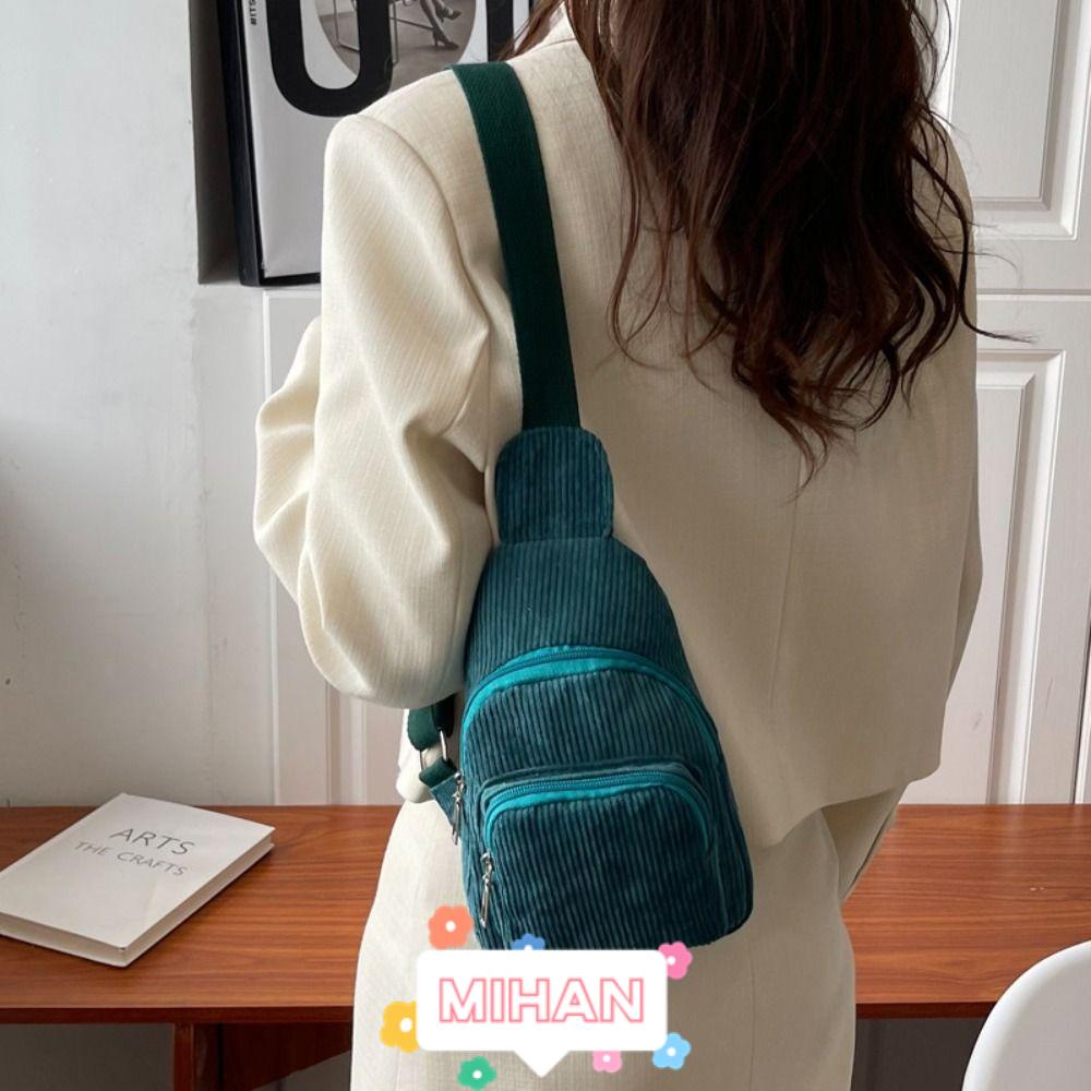 Túi Đeo Chéo Ngực / Thắt Lưng Bằng Vải Nhung Màu Trơn Kiểu Vintage Hiệu MIHAN1