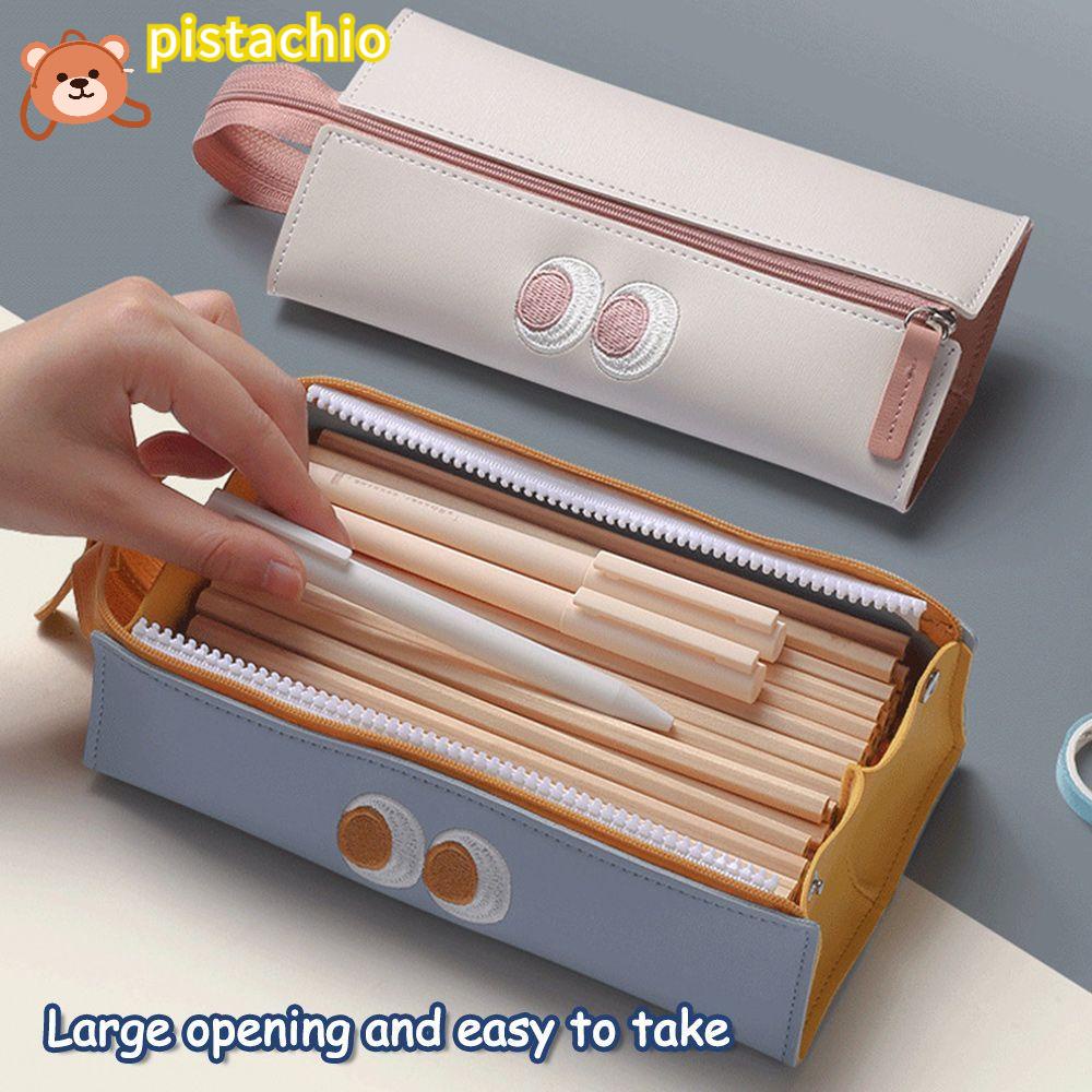 PISTA Túi Đựng Bút Bằng Da Cỡ Lớn In Hoạt Hình Dễ Thương