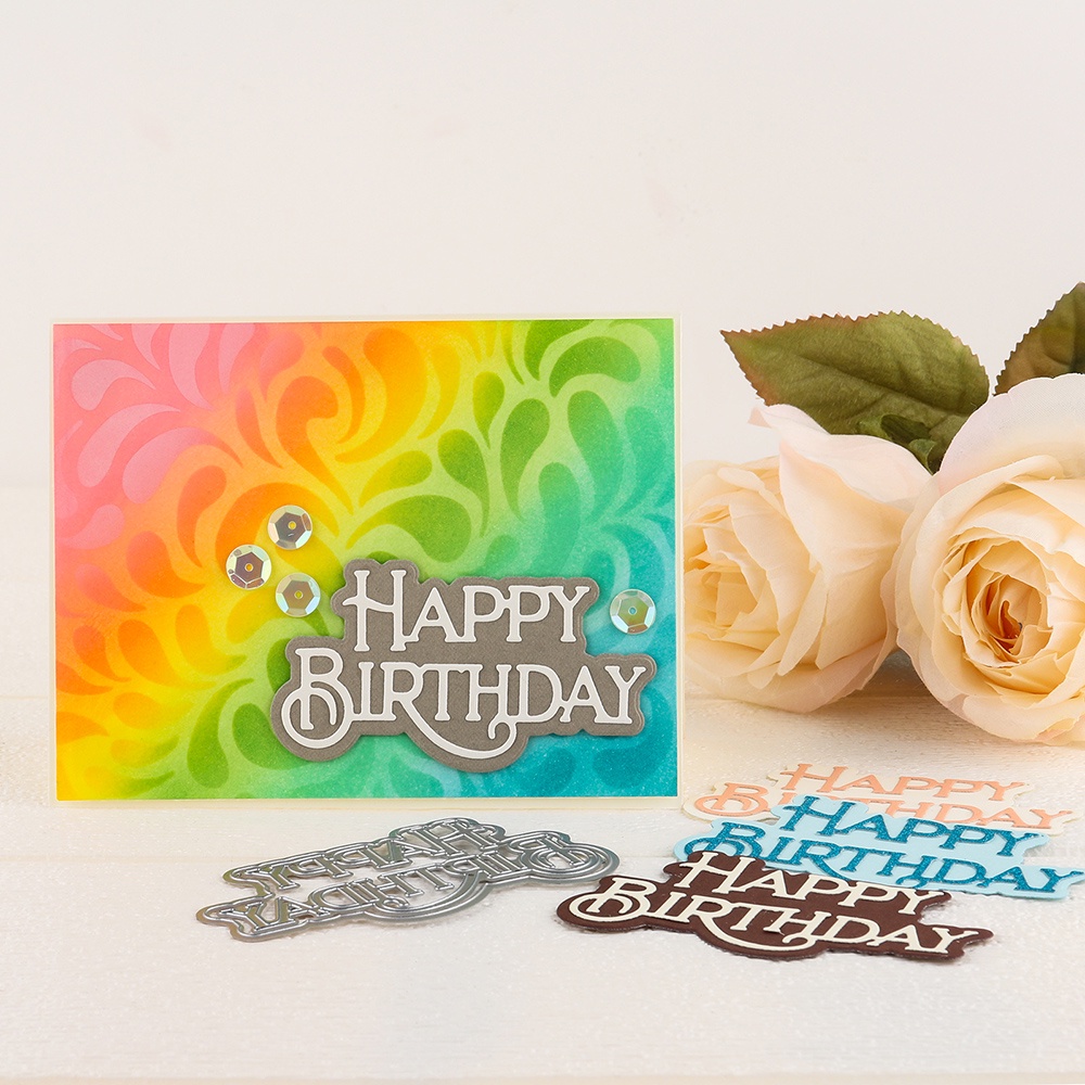 Khuôn Cắt Giấy Kim Loại Hình Chữ Happy Birthday Thẻ