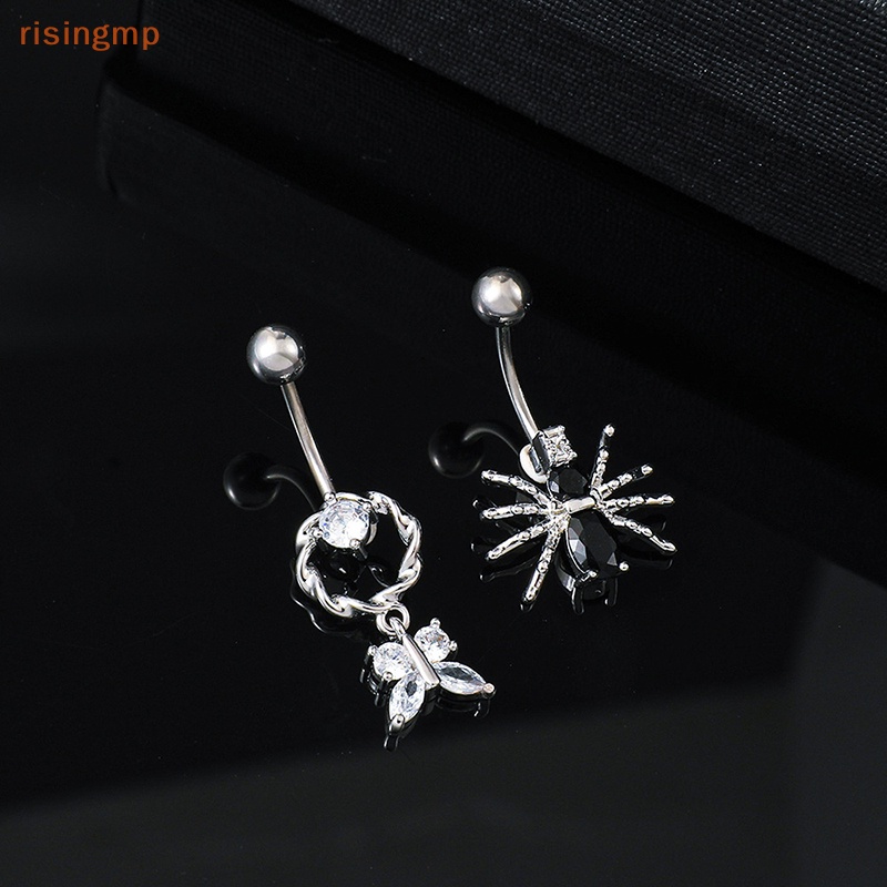 Khuyên Rốn Hình Bướm / Nhện / Chữ Thập Đính Đá Zircon Bằng Thép Không Gỉ Thời Trang