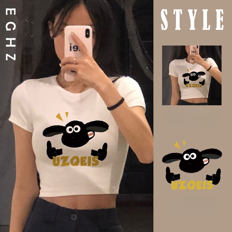 Áo Thun Tay Ngắn Dáng Ôm Màu Trắng Thuần Khiết Phong Cách Mới Mùa Hè Dễ Phối Đồ Cho Nữ