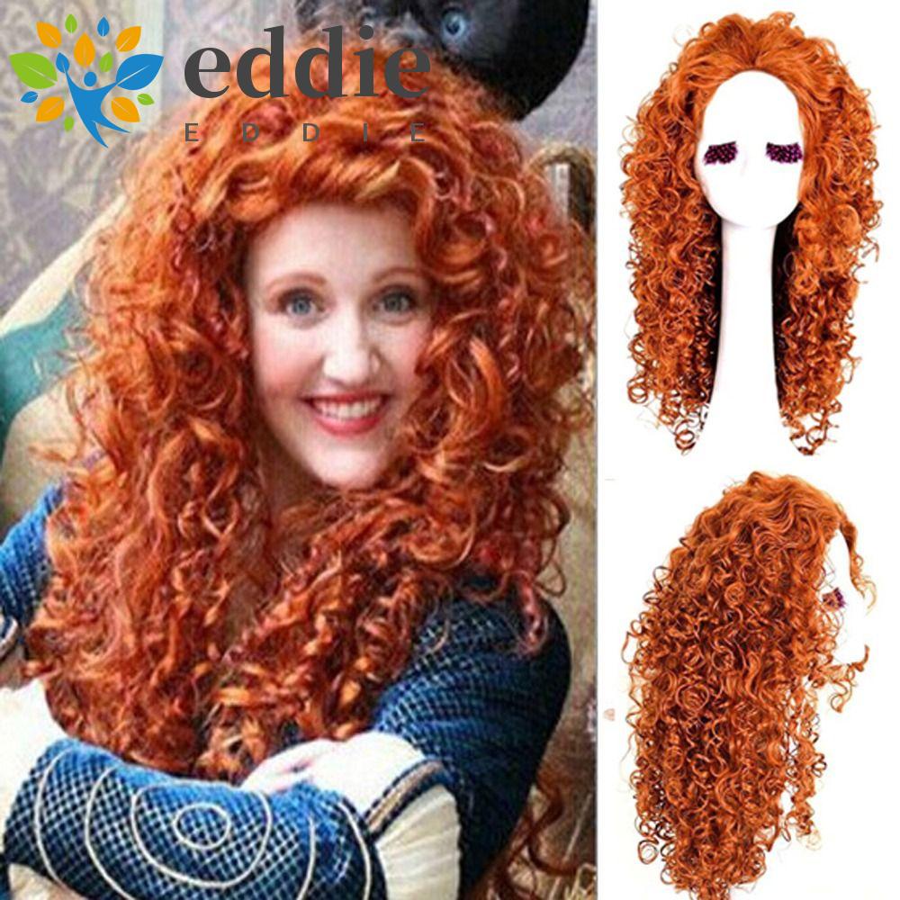 26EDIE Tóc Giả Bằng Sợi Tổng Hợp Màu Cam Chịu Nhiệt Độ Cao Thoáng Khí Dành Cho Hóa Trang Merida