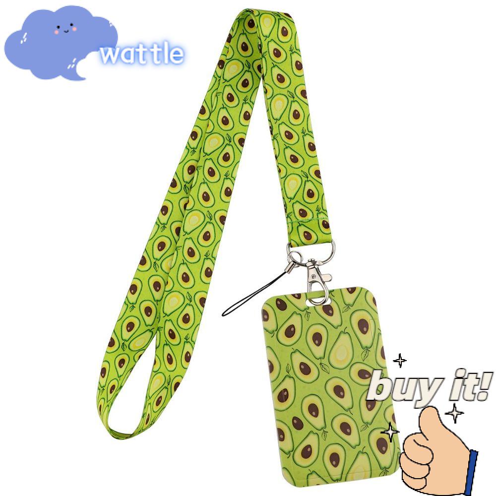Dây Đeo Thẻ ID Màu Xanh Lá Hình Quả Bơ Dacron Có Móc Khóa Cho Văn Phòng