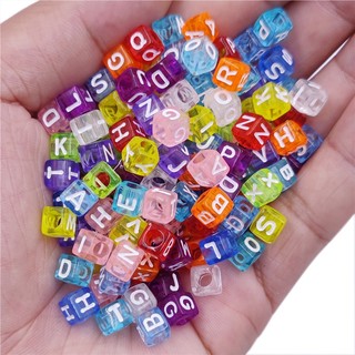Set 50 hạt xâu chuỗi in chữ 6mm tự làm trang sức