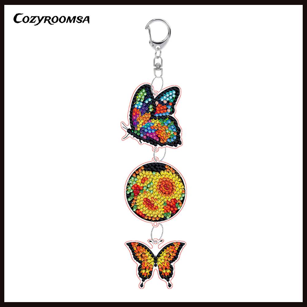 Móc Khóa Hai Mặt Đính Đá Nghệ Thuật DIY Dành Cho Trẻ Em