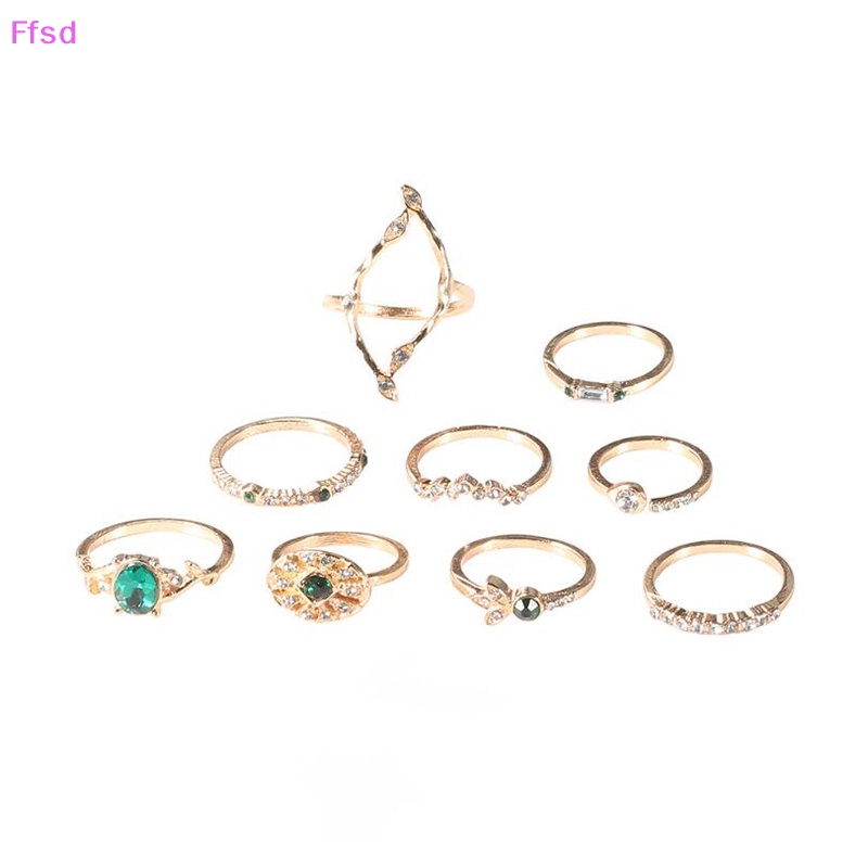 {Ffsd} Set 9 Nhẫn Đeo Khớp Ngón Tay Pha Lê Phong Cách Bohemia Làm Quà Tặng Trang Sức Cho Nữ