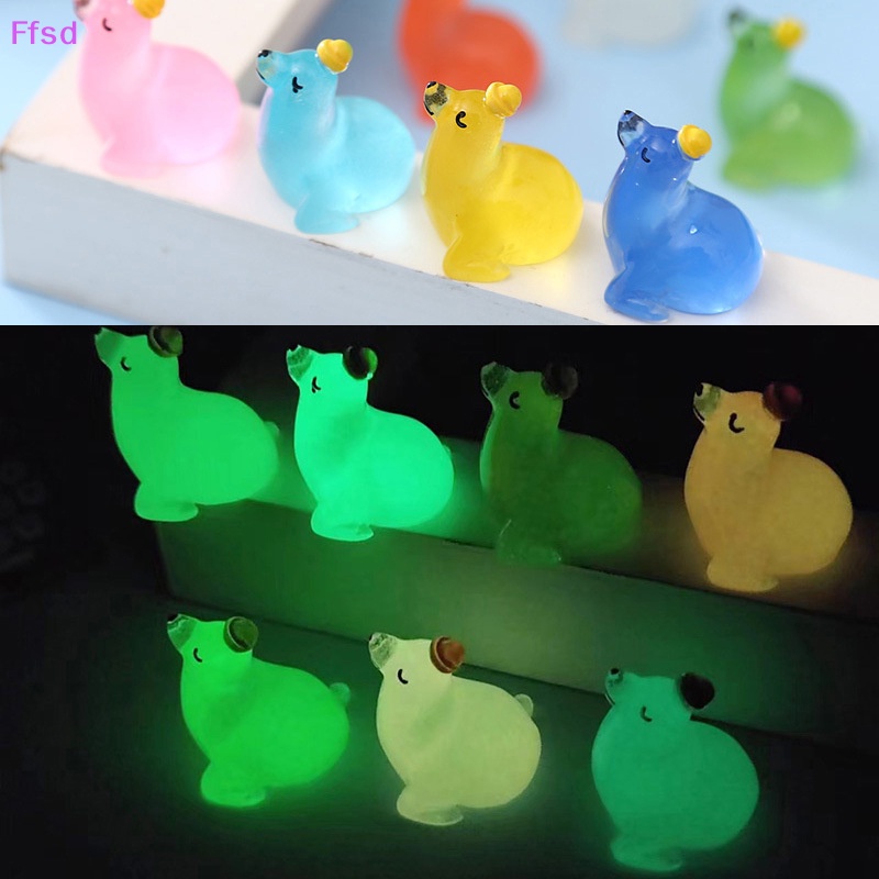 {Ffsd} Bộ 2 Mô Hình Động Vật Mini Bằng Nhựa Resin Phát Sáng Trong Bóng Tối Trang Trí Sân Vườn Ngoài Trời