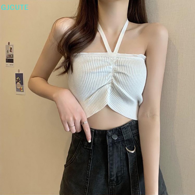 GJCUTE Áo Croptop Dệt Kim Phối Dây Rút Thời Trang Mùa Hè Dành Cho Nữ