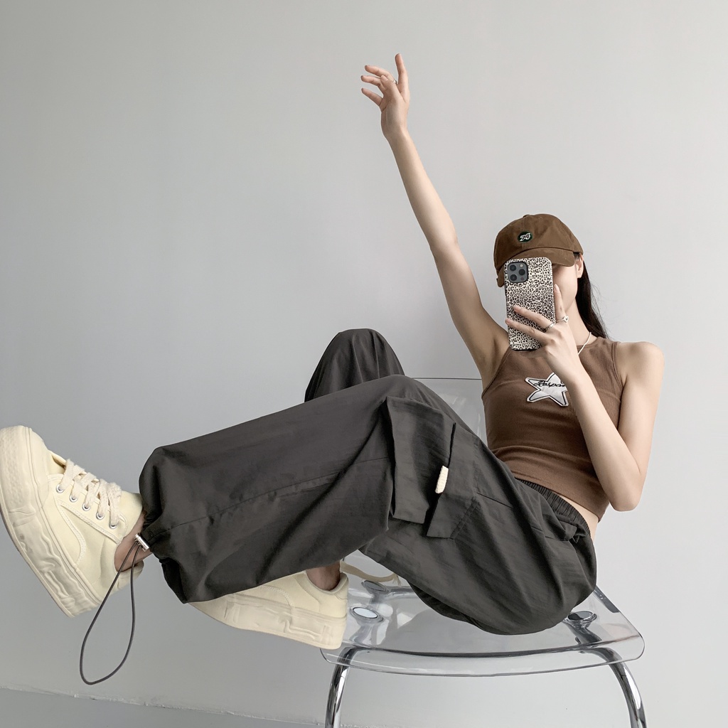 SUXI Quần Yếm Dáng Suông Rộng Lưng Cao Thời Trang Mùa Hè Cho Nữ