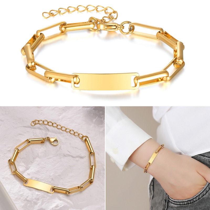 Ygt 1 Vòng Đeo Tay Thép Titan Hình Oval Màu Vàng / Bạc Thời Trang Cho Nam Và Nữ