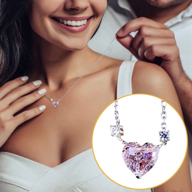 Ygt Vòng cổ Choker Bằng Thép Không Gỉ Mặt Trái Tim Đính Đá Zircon Ngọt Ngào Cho Nữ