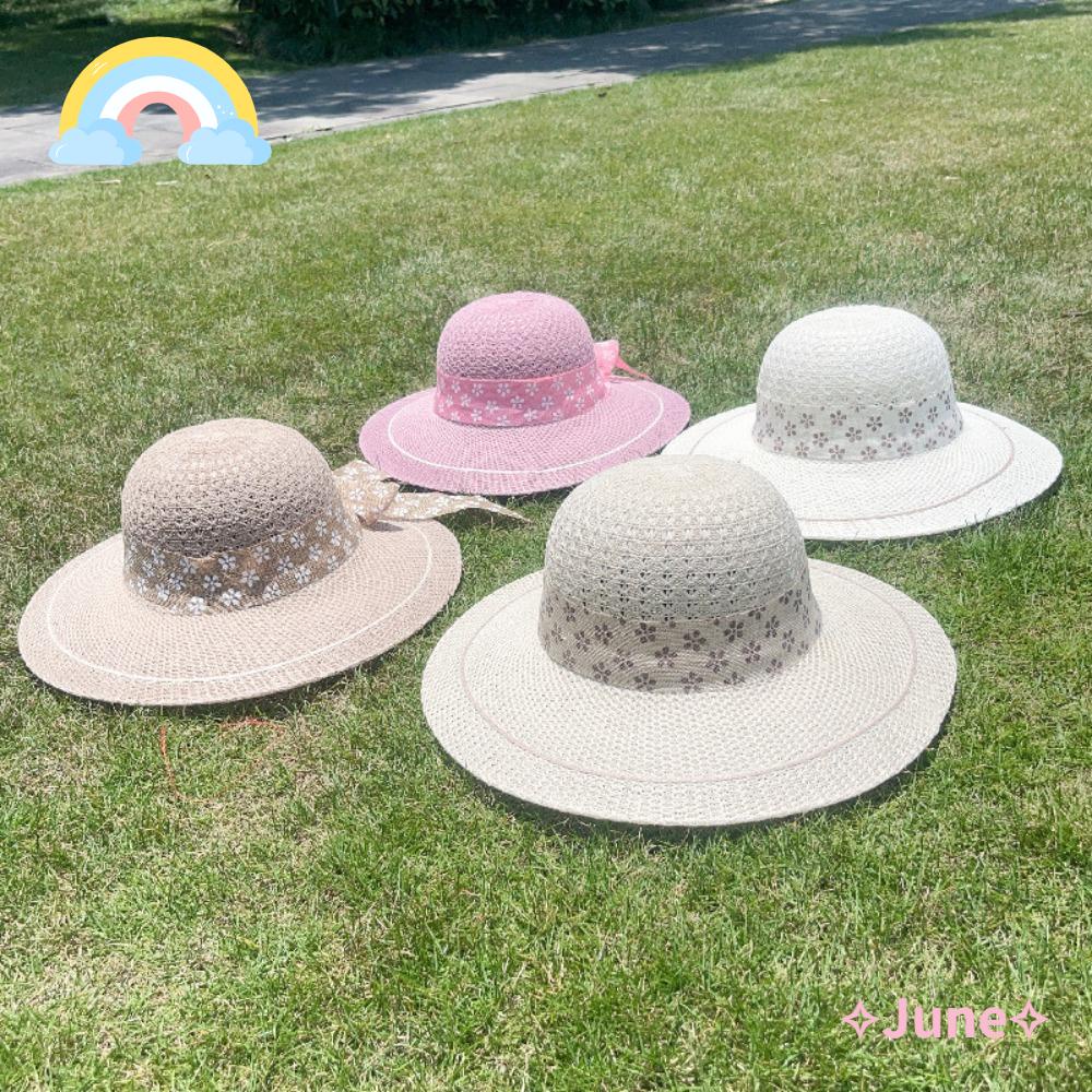 JUNE Mũ Rộng Vành Chống Nắng Chất Liệu Cotton Polyester Thoáng Khí Thiết Kế Mới Thời Trang Dành Cho Mùa Hè