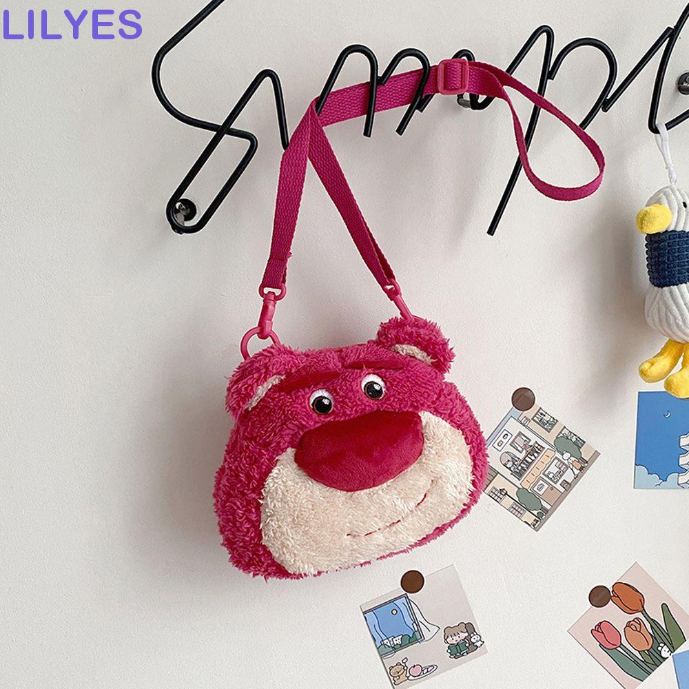 LILYES Túi Đeo Chéo Hình Gấu Dâu Tây Hoạt Hình Thanh Lịch Cho Nữ