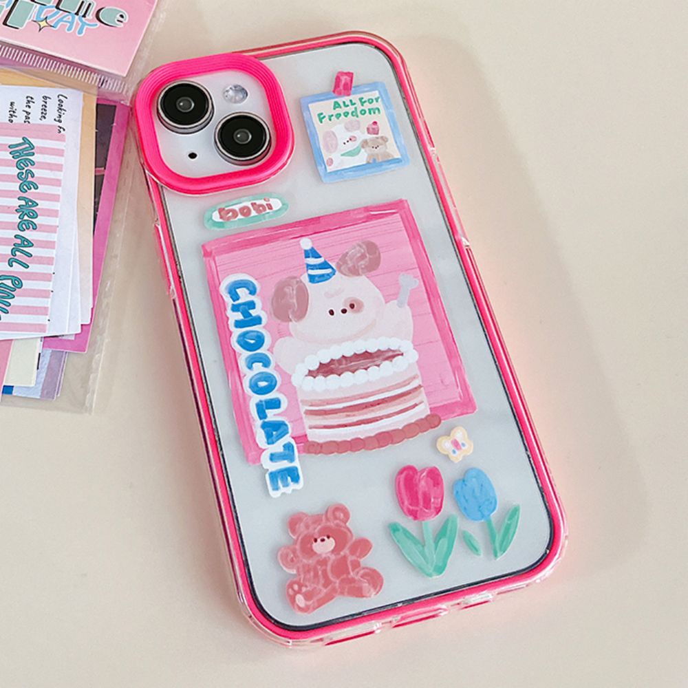 Ốp Điện Thoại TPU Mềm Chống Sốc 3 Trong 1 In Hình Gấu Dễ Thương Cho IPhone 14 13 12 11 Pro Max X XR 8 7 Plus