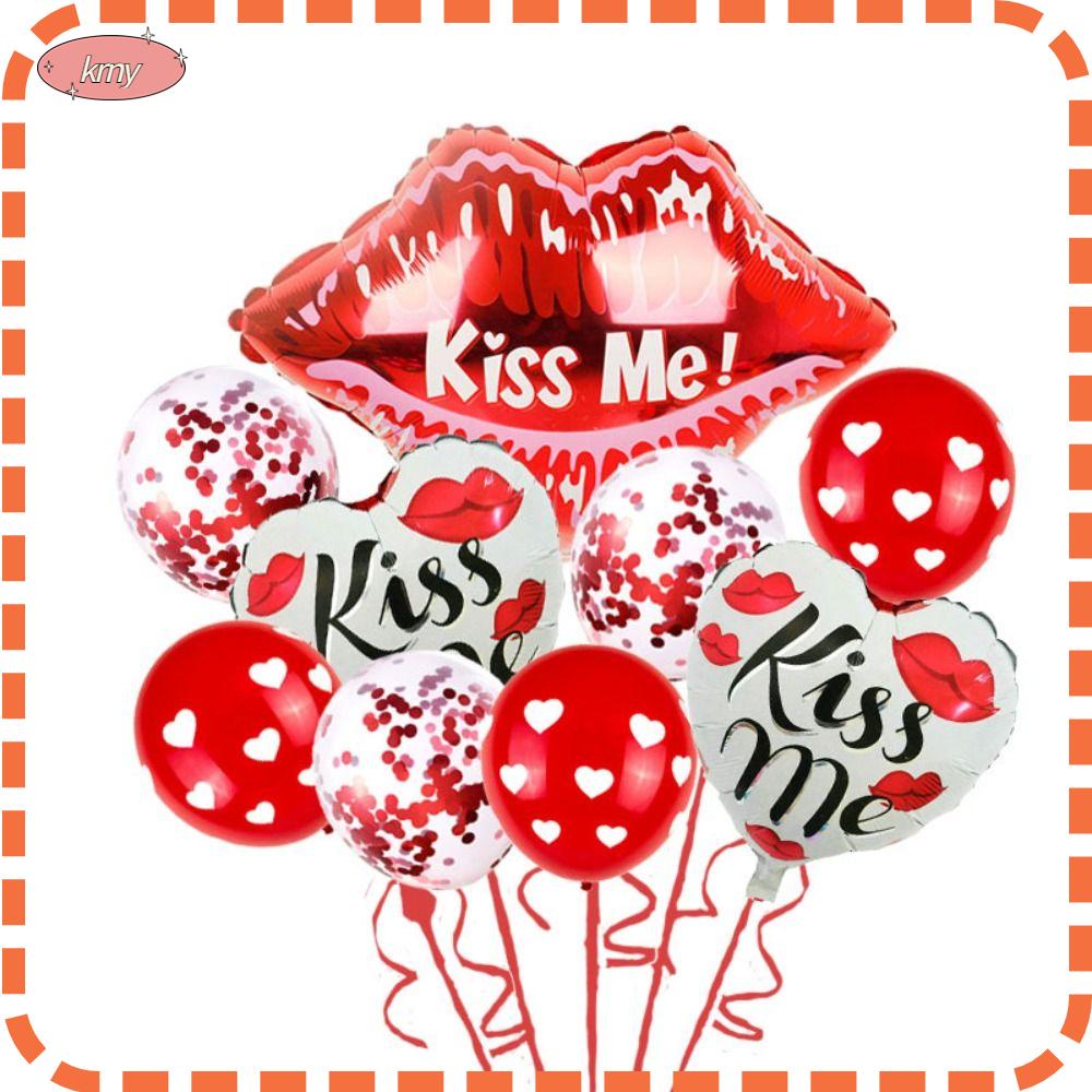 KRNY Bóng Bay Hình Đôi Môi Màu Đỏ In Chữ I Love You Dùng Làm Quà Tặng