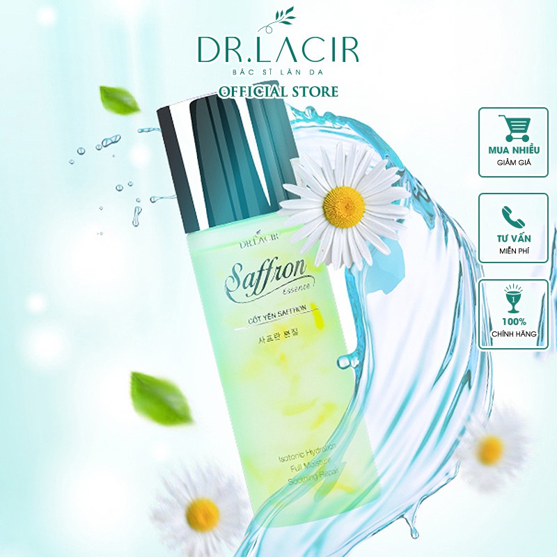 Toner Cốt Yến Saffron Drlacir 100ml, làm sạch sâu và thu nhỏ lỗ chân lông, da căng bóng sáng mịn hơn, myphamviets