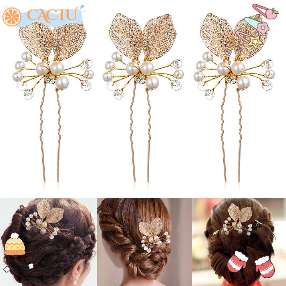 CACTU 1 Kẹp Tóc Hình Chiếc Lá Sang Trọng