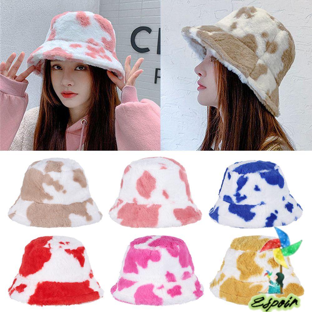 ESPO Mũ Bucket Lông Giả Mềm Mại Thời Trang Mùa Đông