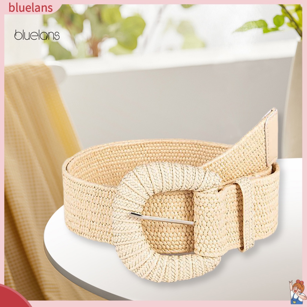 Thắt Lưng Đan Rơm Thủ Công Bản Rộng Có Khóa Cài Điều Chỉnh Được Phong Cách Bohemian Mùa Hè Cho Nữ