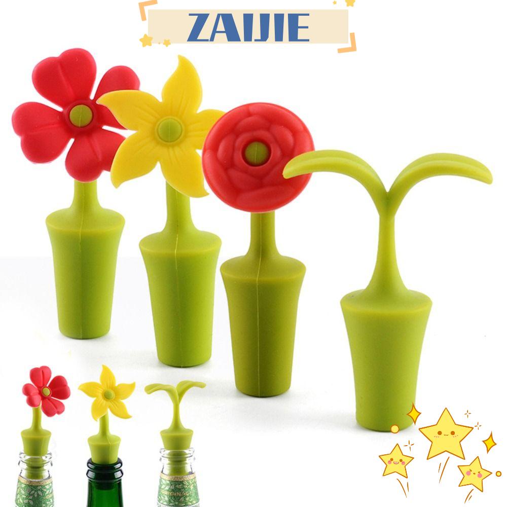 ZAIJIE24 Nút Đậy Chai Rượu Vang Bằng Silicone Hình Hoa Chống Rò Rỉ