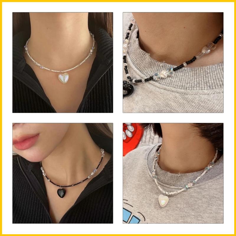Vòng cổ Chuỗi Hạt Mặt Trái Tim Nhiều Màu Sắc Thời Trang Y2K