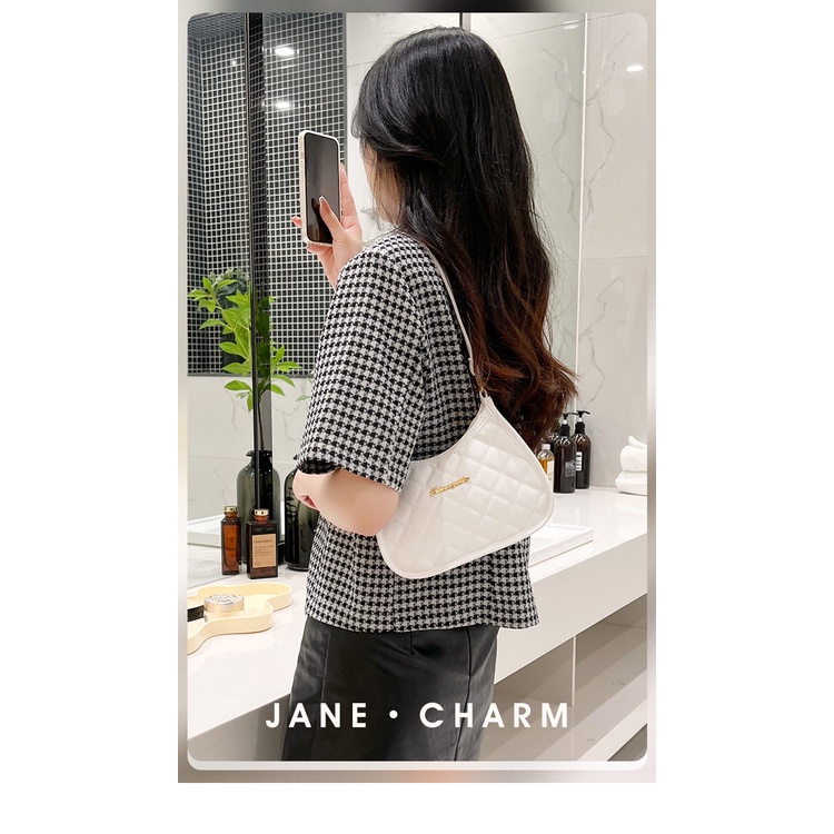 Túi Đeo Vai Khóa Kéo Thêu Họa Tiết Kim Cương Trắng Thời Trang Cao Cấp