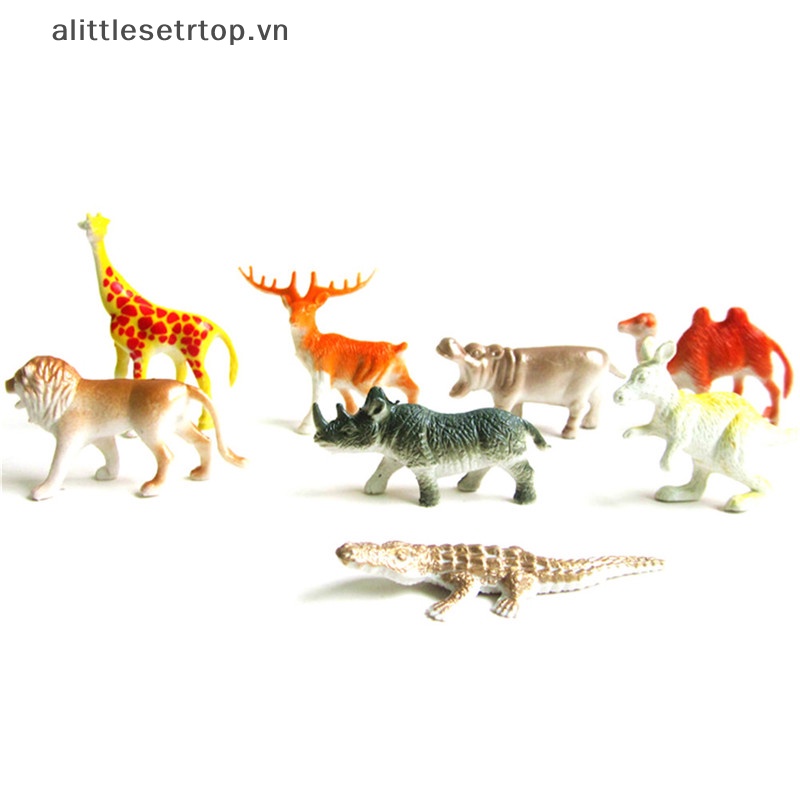 Alittlesetrtop 8 cái nhựa vườn thú động vật hình hổ báo hà mã hươu cao cổ trẻ em đồ chơi động vật quà tặng.