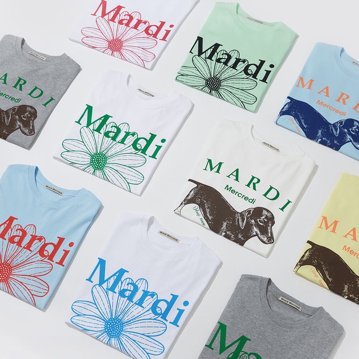 Áo Thun Cotton Tay Ngắn Cổ Tròn In Hoạ Tiết Mardi mercredi Trẻ Trung Cá Tính