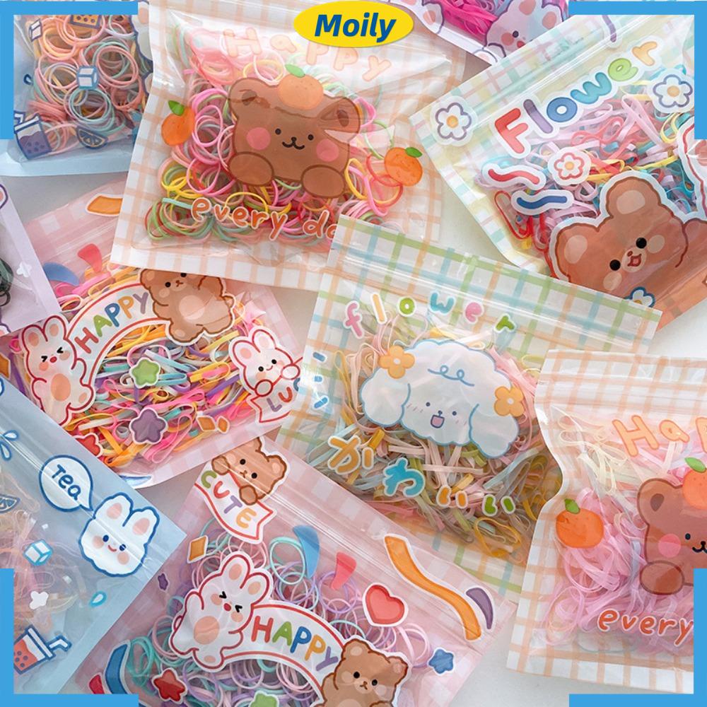 MOILYVN Set 200 Dây Thun Cột Tóc Nhiều Màu Sắc Dành Cho Nữ