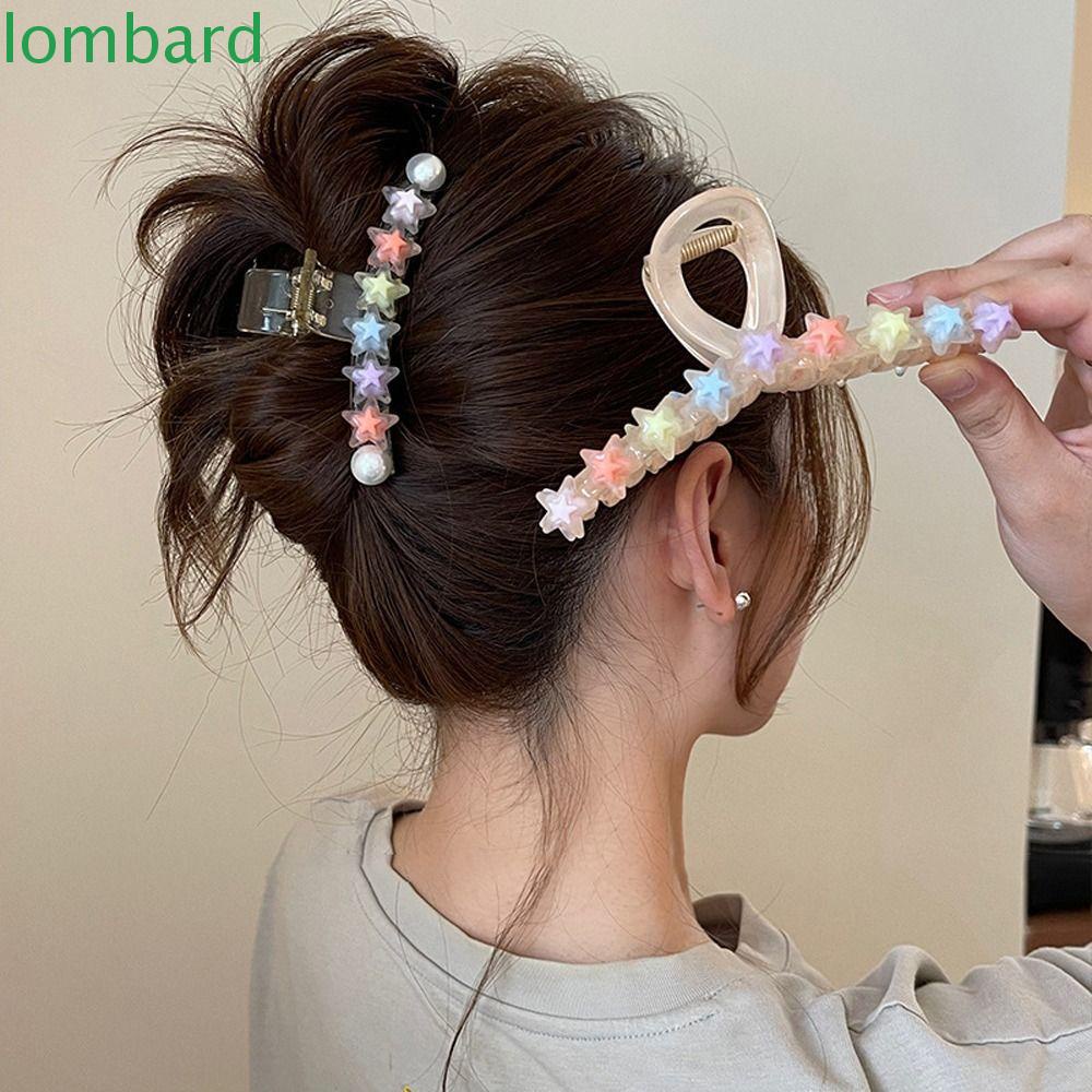 LOMBARD Kẹp Tóc Hình Trái Tim / Ngôi Sao / Trái Tim Bằng Nhựa Resin Màu Sắc Ngọt Ngào Xinh Xắn