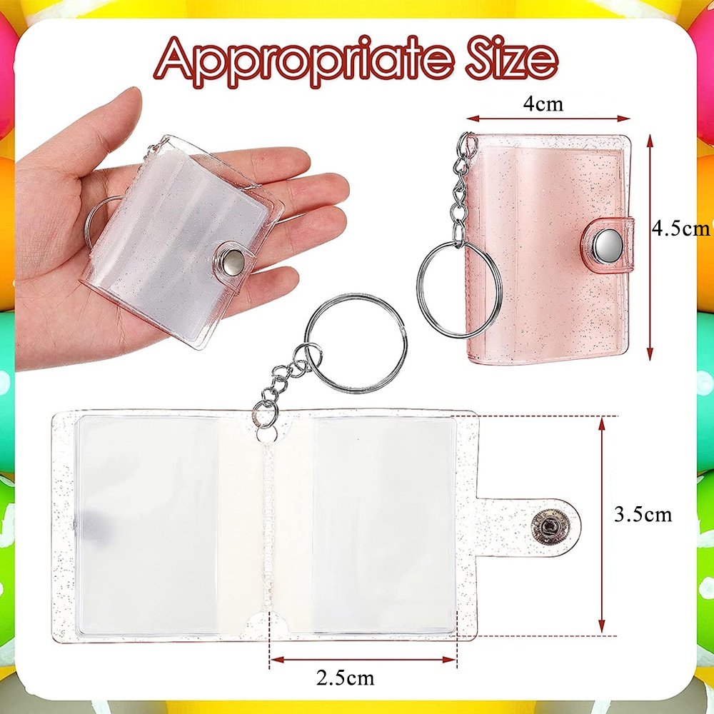 Album Đựng Thẻ 1 / 2 Inch Mini Bằng PVC Trong Suốt Kèm Móc Khóa Và 16 Thẻ Tiện Dụng