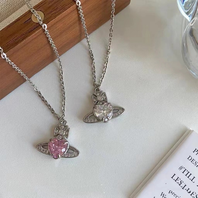 Vòng cổ Thép Titan Mặt Hình Trái Tim Đính Đá Zircon Đơn Giản Thời Trang Cho Nữ