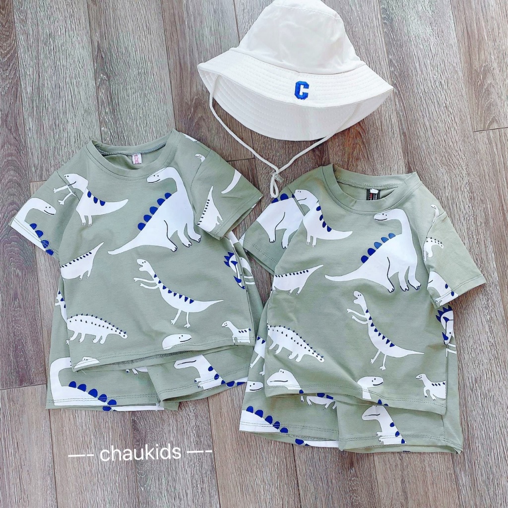 BỘ CỘC TAY COTTON IN HÌNH KHỦNG LONG 8-18KG