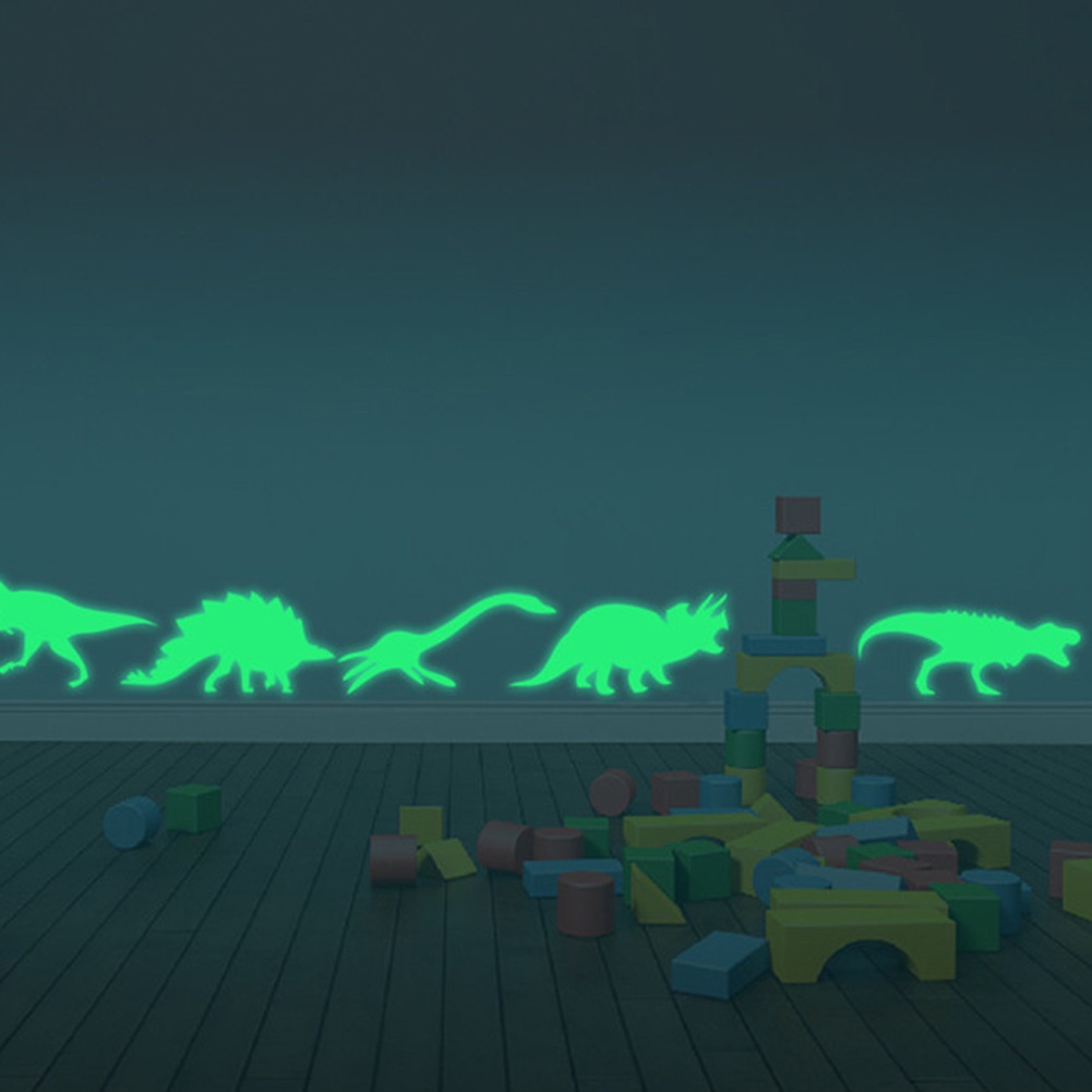 Bộ 9 Miếng Dán Tường Dạ Quang Hình Khủng Long Sáng Tạo Trang Trí Phòng Trẻ Em