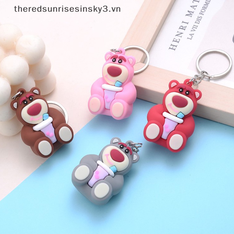 Móc Khóa Resin Hình Gấu Dâu Tây Dễ Thương Sáng Tạo Dành Cho Cặp Đôi