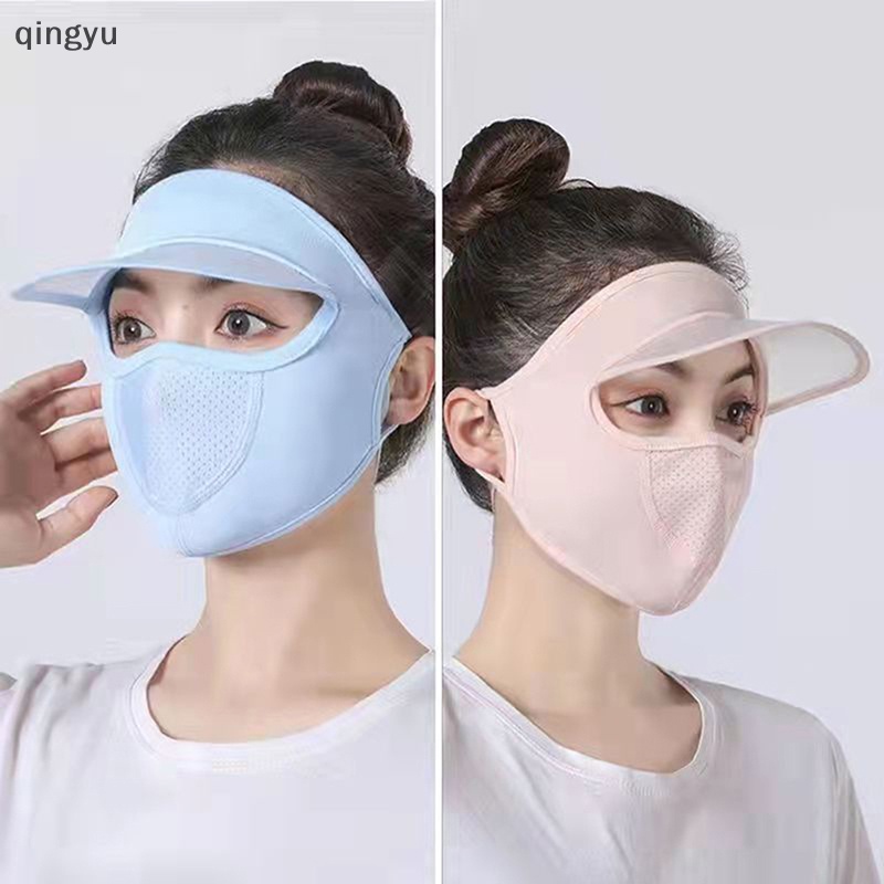 Khẩu Trang Lụa Lạnh Mỏng Thoáng Khí Dài Toàn Diện Chống Tia UV Bảo Vệ Mặt Và Cổ Cho Nữ