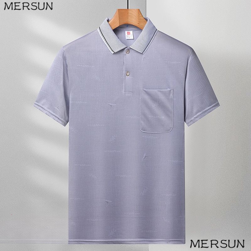 Áo Sơ Mi Có Túi Thiết Kế Mới Dành Cho Nam Trung Niên Size 40602023Áo Thun Polo Tay Ngắn Dáng Rộng Bằng Lụa Lạnh Plus Size Cho Người Lớn Tuổi