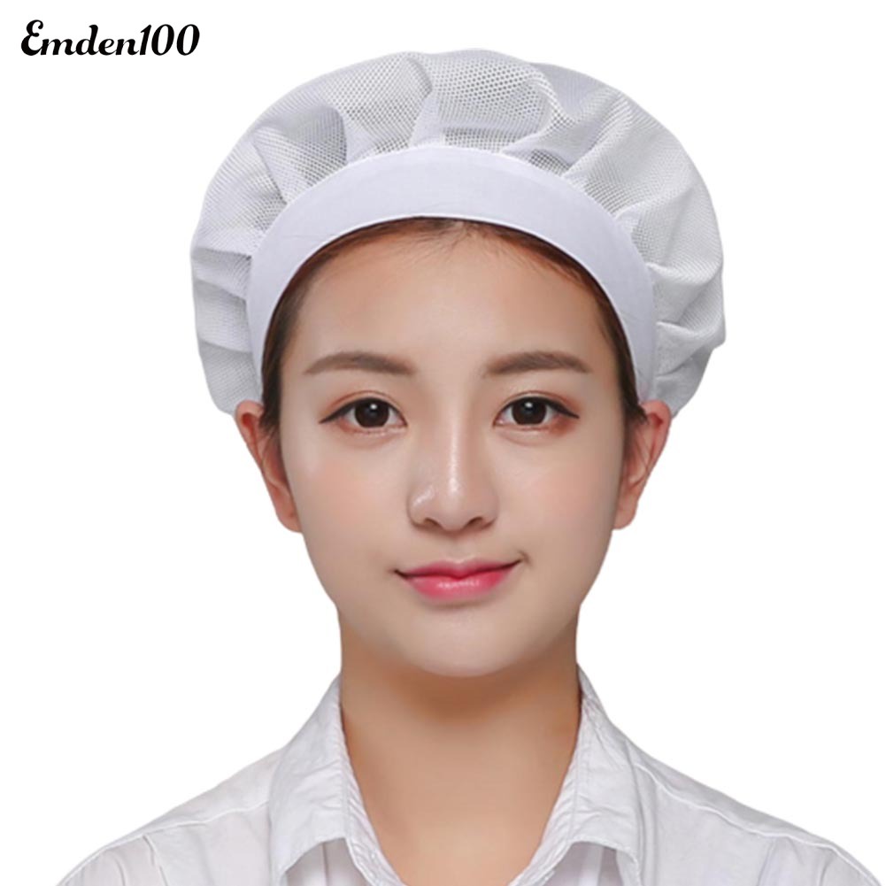 [EMDEN] Mũ Đầu Bếp Nhà Máy Unisex Phối Lưới Thoáng Khí Có Thể Điều Chỉnh
