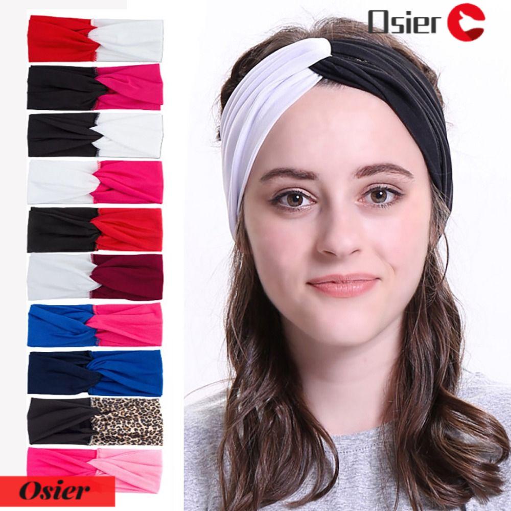 OSIER1 Băng Đô Vải Co Giãn Màu Trơn Thời Trang Cho Nữ