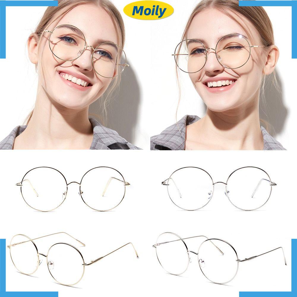 MOILYVN Mắt Kính Gọng Tròn Oversized Bằng Kim Loại Thời Trang
