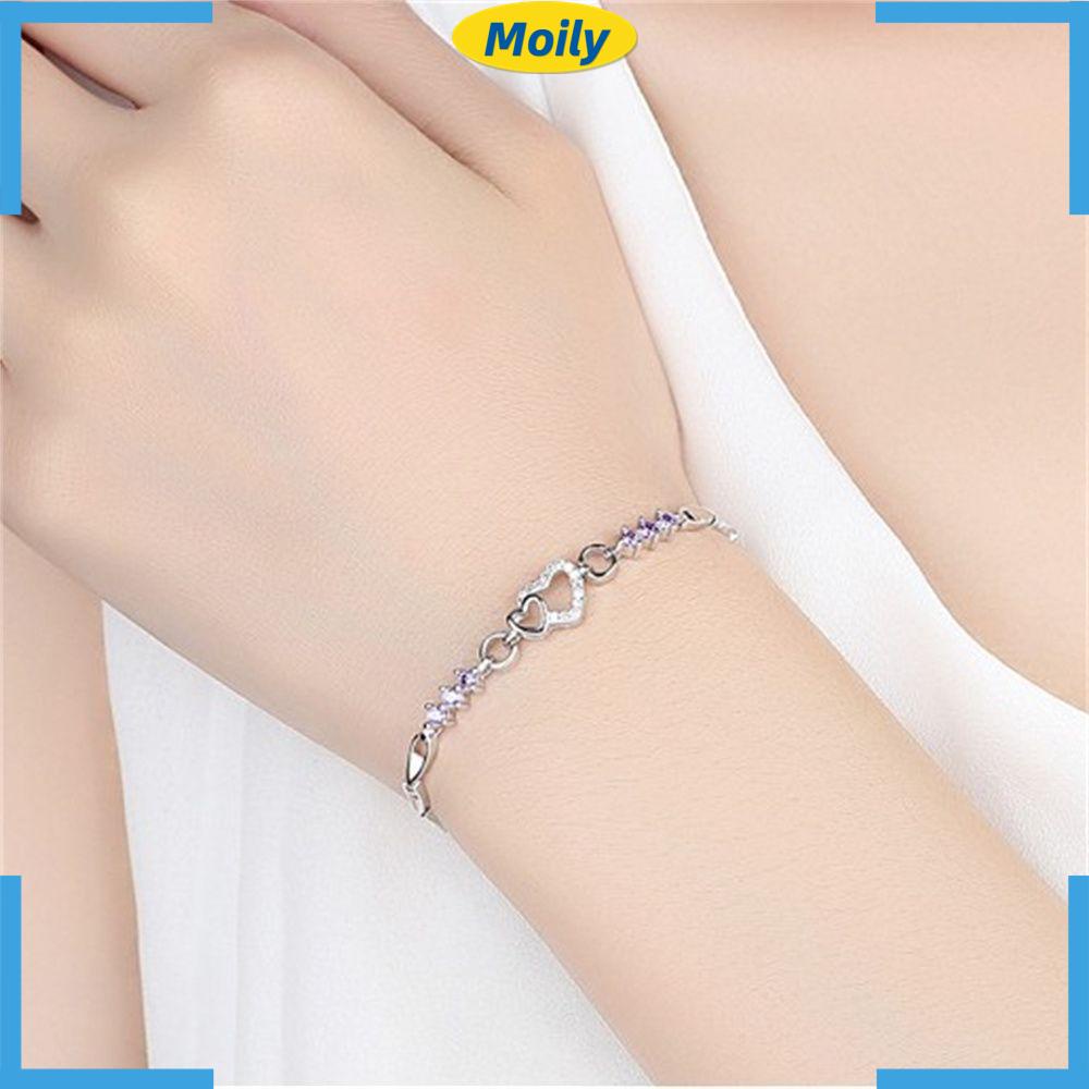 MOILYVN Vòng Tay Mạ Bạc 925 Thiết Kế Đơn Giản Sáng Tạo Cho Nữ