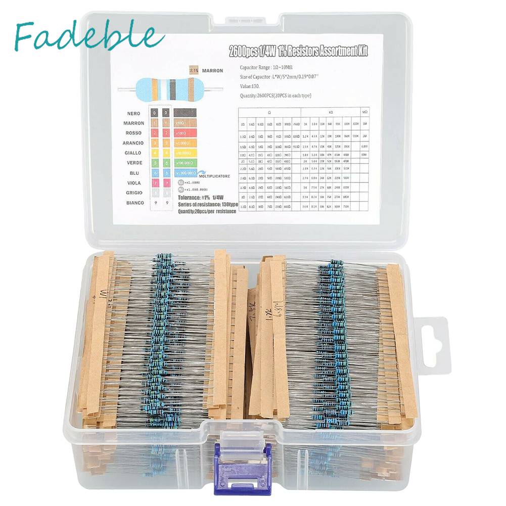 Set 2600 Điện Trở Màng Kim Loại 130 Giá Trị 1 / 4W 0.25W Chuyên Dụng