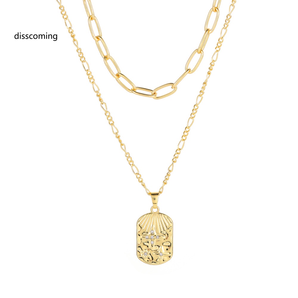 Áo Thun SL SL SL SL Thiết Kế Trẻ Trung Năng Động| Niche Vòng cổ Nhiều Lớp Mặt Vuông Xếp Chồng Lên Nhau Cao Cấp Phong Cách retro